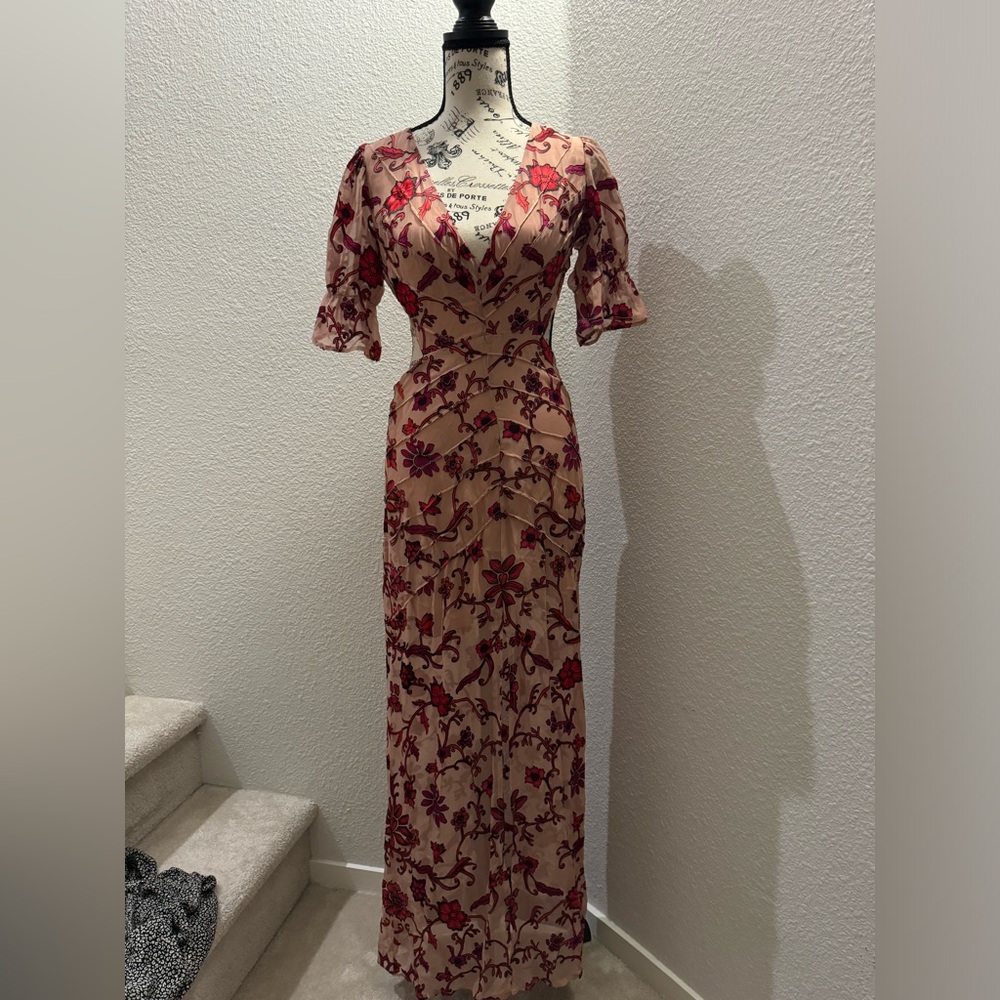 For Love and Lemons Saffrom Maxi Dress in Sunset Floral